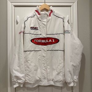 Formula 1 x PacSun Racing Jacket Size Large Off White Red Black Embroidered Logo